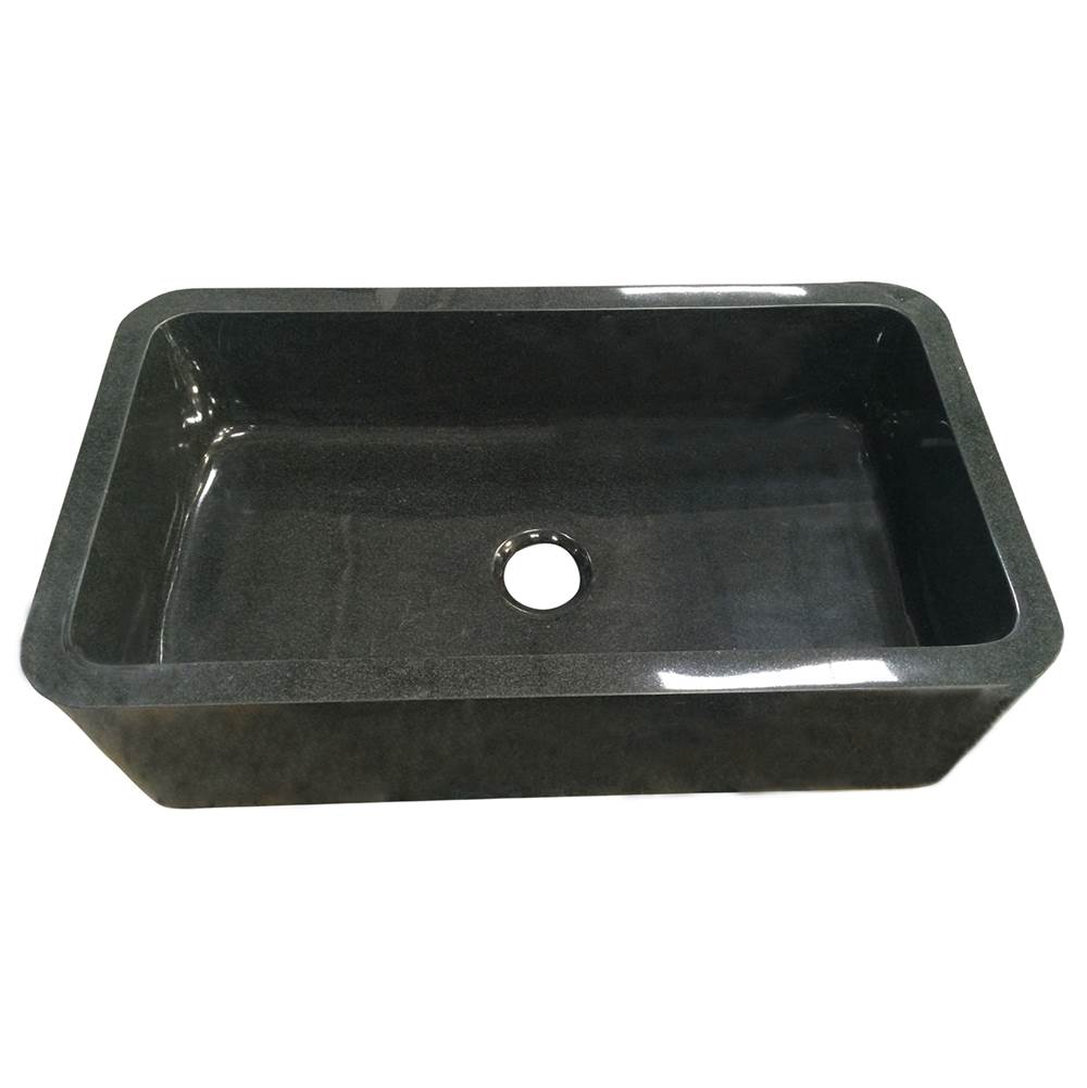 Barclay - Acantha 36'' Polished Granite Single Bowl Apron Front Sink, GPBL - Polished Black