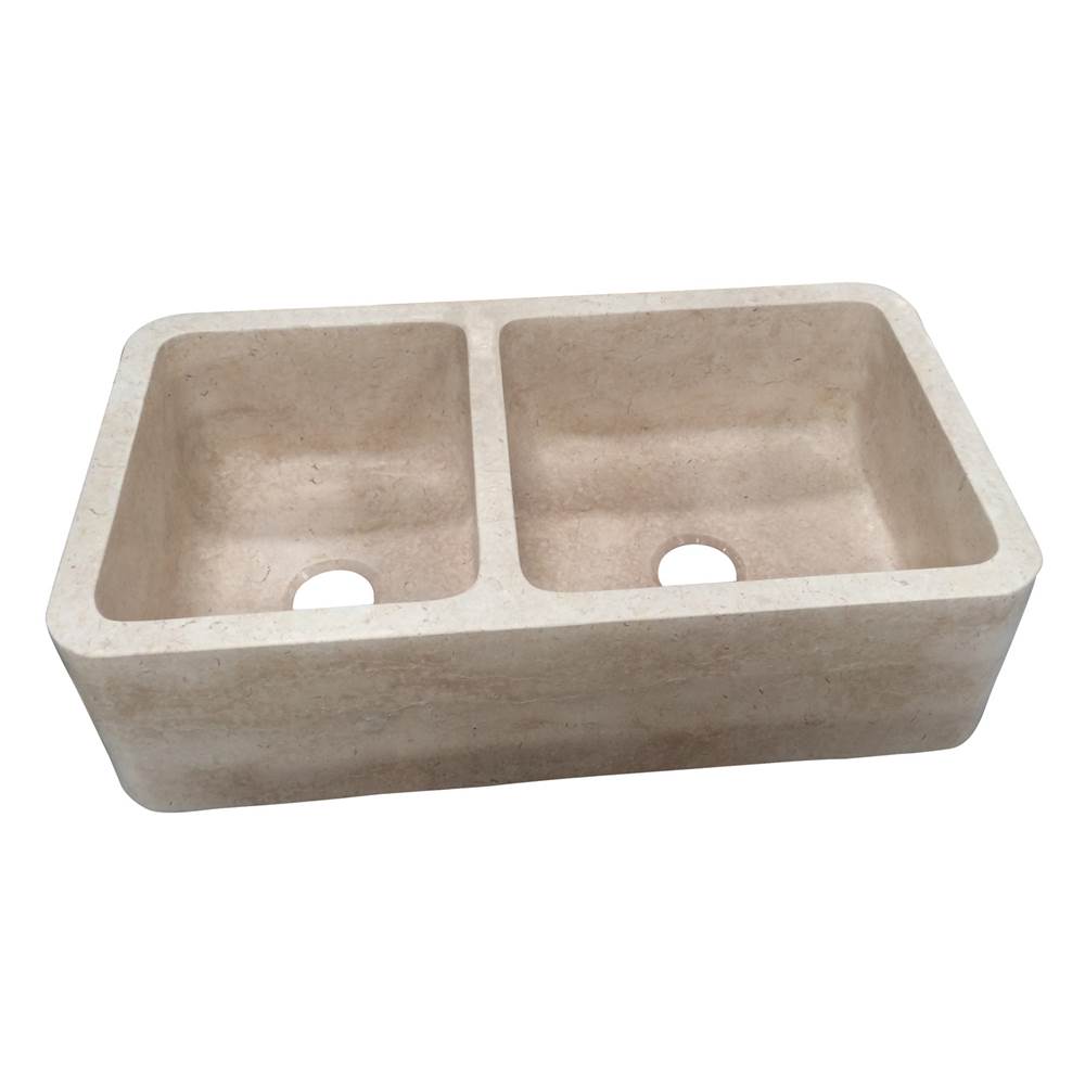 Barclay - Dryden 33'' Offset Double Bowl Apron Front Sink, MPGA - Polished Marble