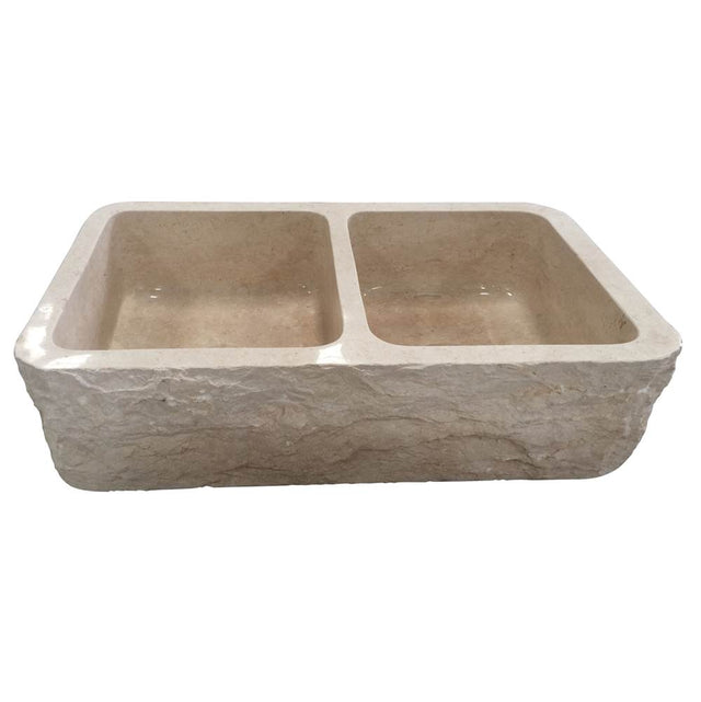 Barclay - Rushmore Db Bowl Marble Farme Sink w/Chiseled Apron MPGA,36'' - Polished Marble