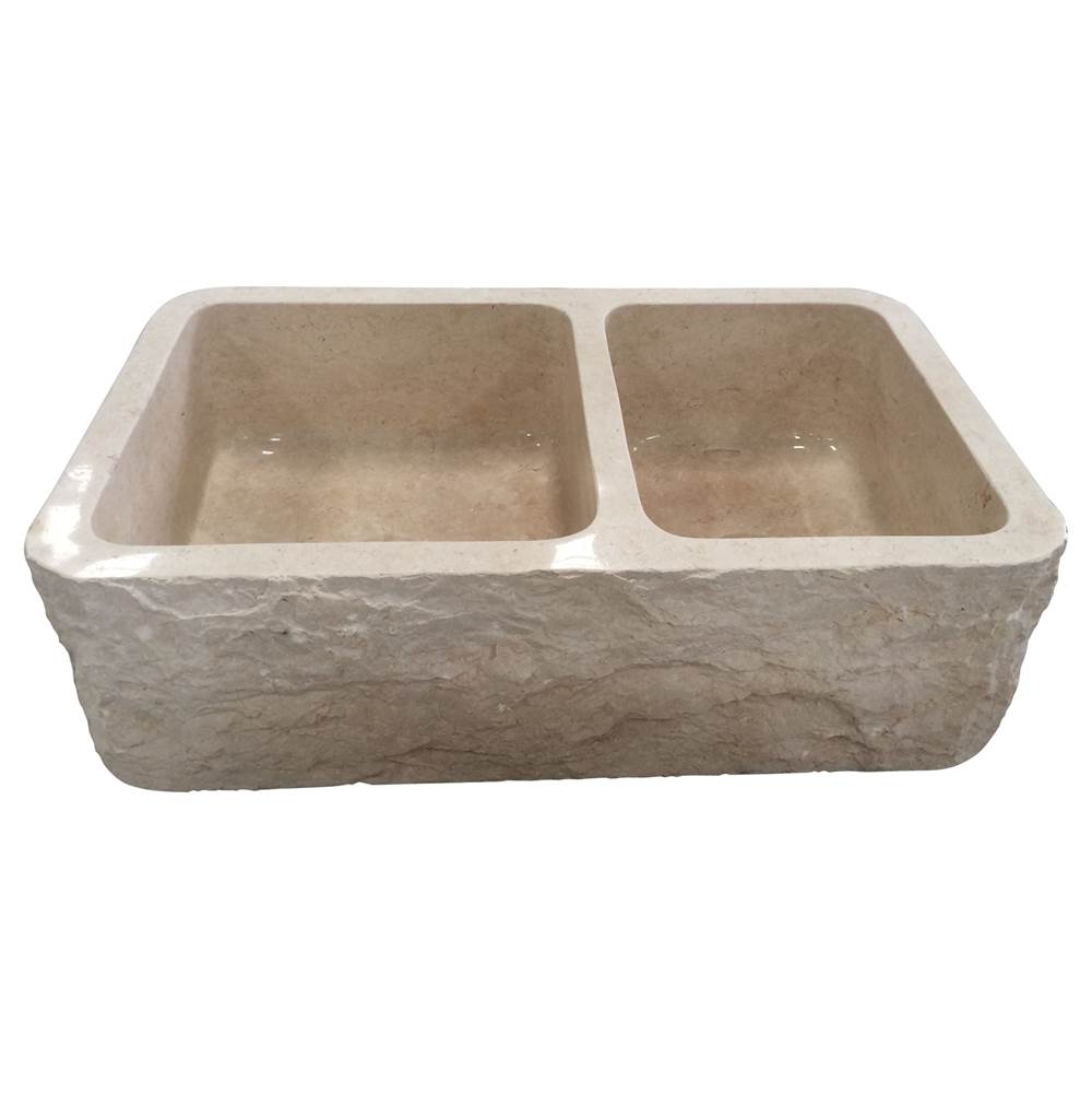 Barclay - Ranier 36'' Offst DB Bwl Farme Sink W/Chiseled Apron, MPGA - Polished Marble