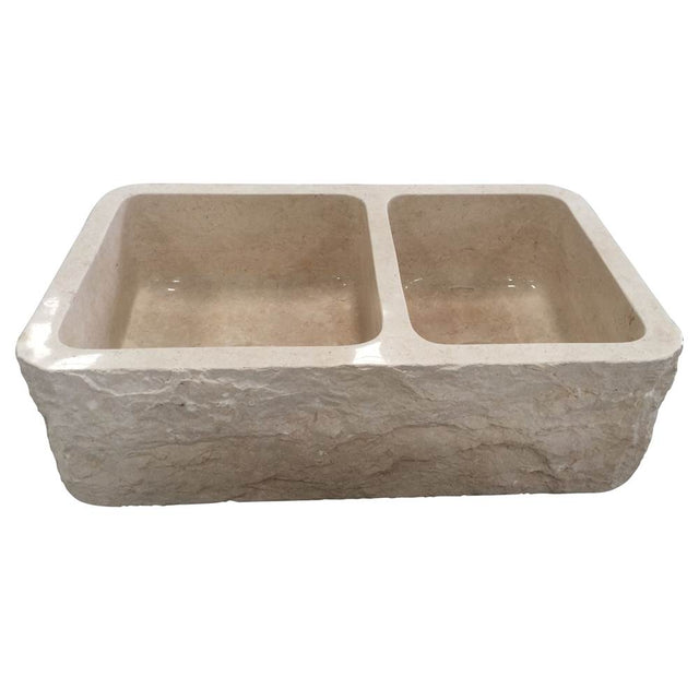 Barclay - Ranier 36'' Offst DB Bwl Farme Sink W/Chiseled Apron, MPGA - Polished Marble