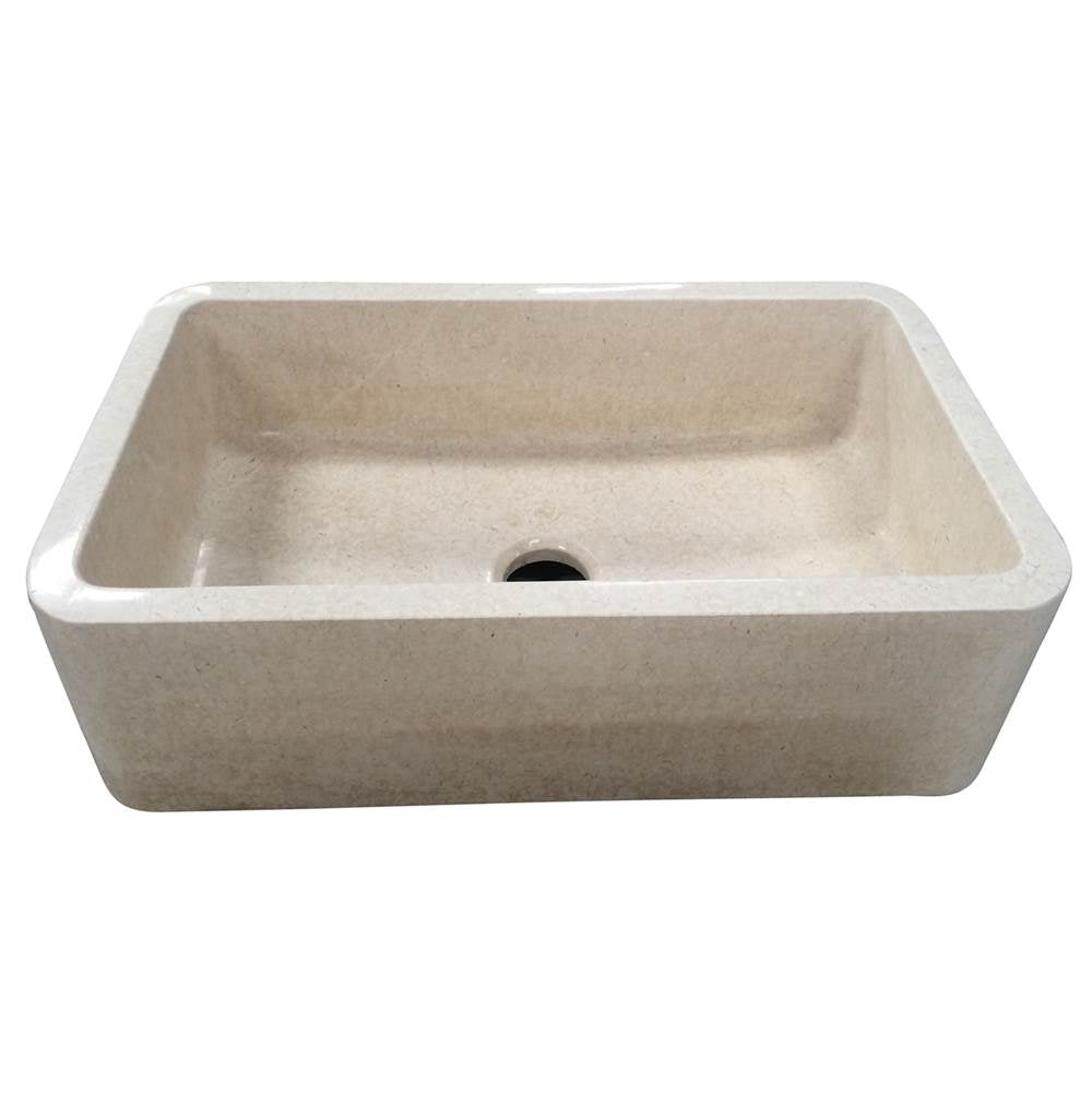 Barclay - Chandra 33'' Polished Marble Single Bwl Apron Front Sink, MPGA - Polished Marble