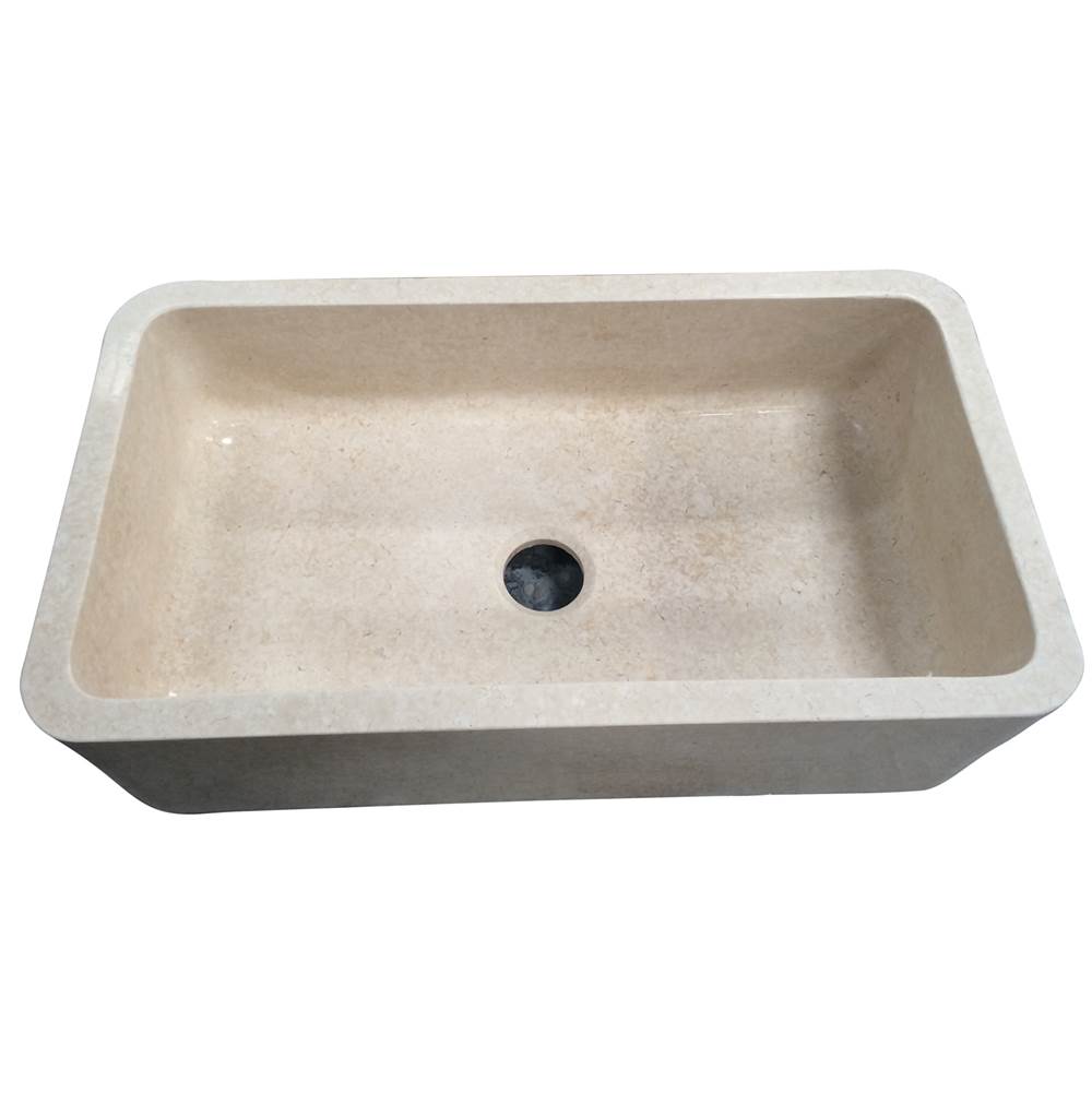 Barclay - Chandra 36'' Polished Marble Single Bwl Apron Front Sink, MPGA - Polished Marble