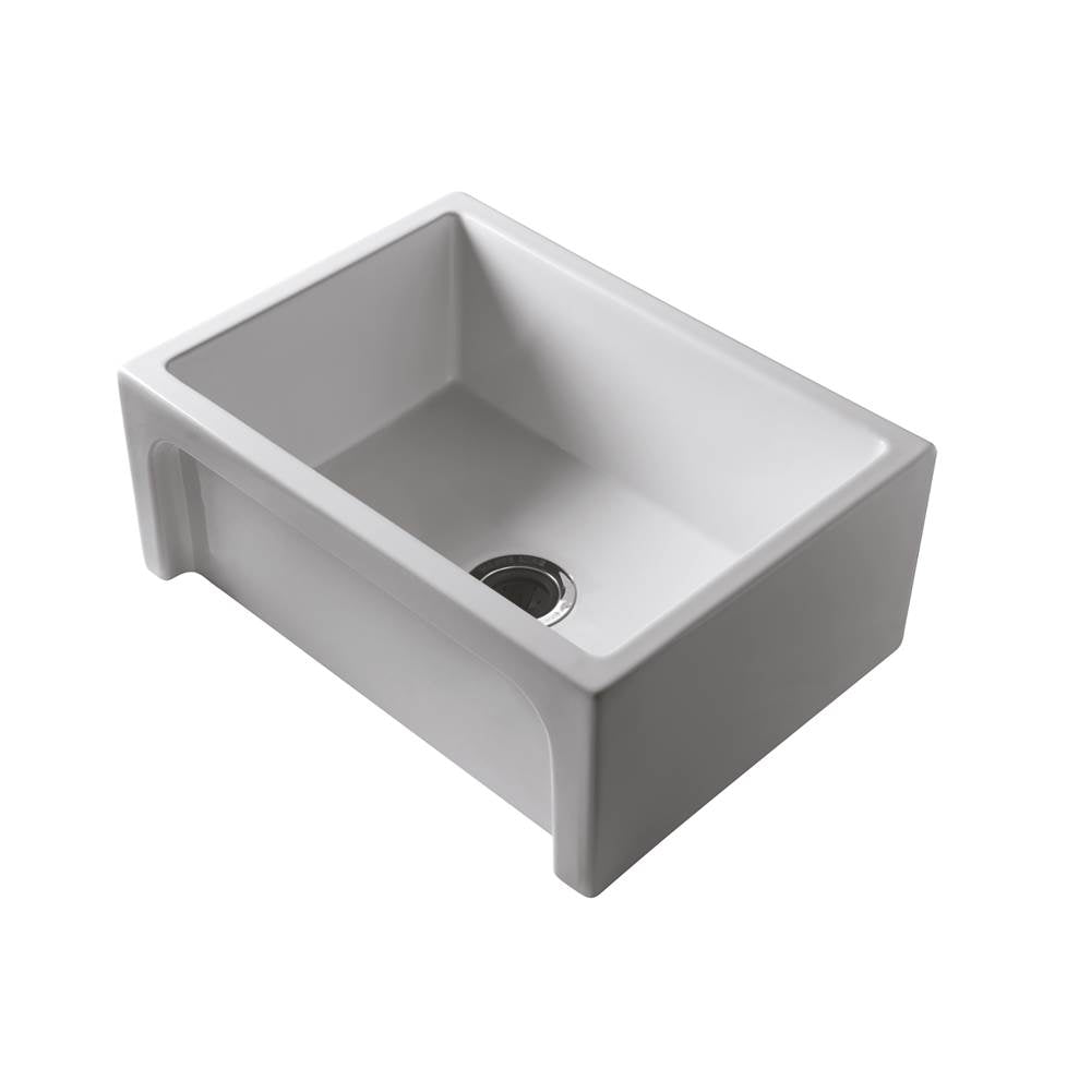 Barclay - Carmon 24'' Single Bowl Fire Clay Apron Front Sink, White - White