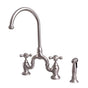 Barclay - Banner Kitchen Bridge Faucet w Sidespray & Metal Cros Han, BN - Brushed Nickel