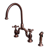 Barclay - Banner Kitchen Bridge Faucet w Sidespray & Metal Cros Han,ORB - Oil Rubbed Bronze