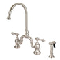 Barclay - Banner Kitchen Bridge Faucet w Sidespray & Metal Lver Han, BN - Brushed Nickel