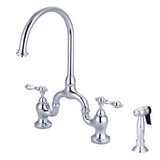 Barclay - Banner Kitchen Bridge Faucet w Sidespray & Metal Lver Han, CP - Polished Chrome