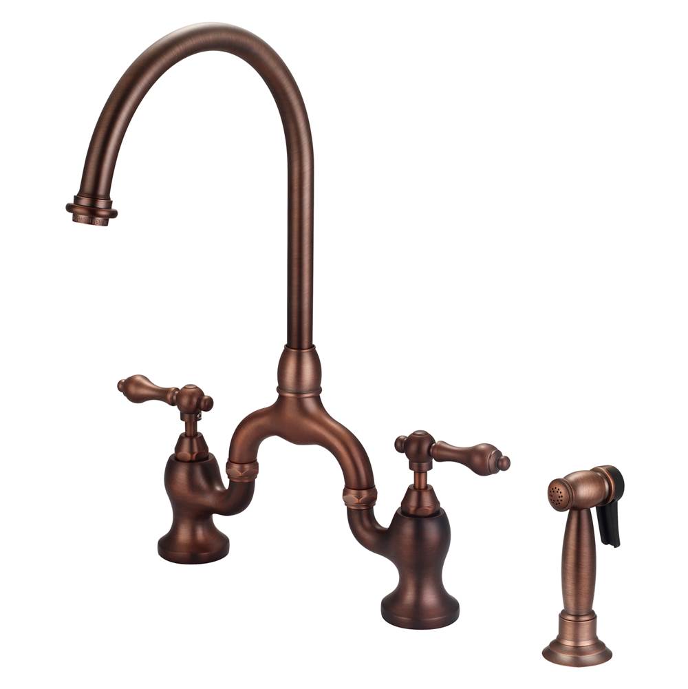 Barclay - Banner Kitchen Bridge Faucet w Sidespray & Metal Lver Han,ORB - Oil Rubbed Bronze