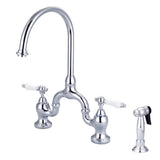 Barclay - Banner Kitchen Bridge Faucet w Sidespray & Porc Lever Han, CP - Polished Chrome