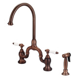 Barclay - Banner Kitchen Bridge Faucet w Sidespray & Porc Lever Han,ORB - Oil Rubbed Bronze