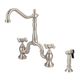 Barclay - Carlton Kitchen Bridge Faucet Sidespray & Metal Cross Hdl,BN - Brushed Nickel