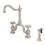Barclay - Carlton Kitchen Bridge Faucet Sidespray & Metal Cross Hdl,BN - Brushed Nickel