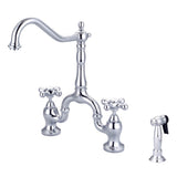 Barclay - Carlton Kitchen Bridge Faucet Sidespray & Metal Cross Hdl,CP - Polished Chrome