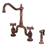 Barclay - Carlton Kitchen Bridge Faucet Sidespray &Metal Cross Hdl,ORB - Oil Rubbed Bronze
