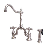 Barclay - Carlton Kitchen Bridge Faucet Sidespray & Metal Cross Hdl,BN - Brushed Nickel