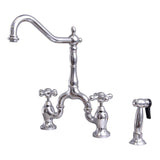 Barclay - Carlton Kitchen Bridge Faucet Sidespray & Metal Cross Hdl,CP - Polished Chrome