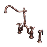 Barclay - Carlton Kitchen Bridge Faucet Sidespray &Metal Cross Hdl,ORB - Oil Rubbed Bronze