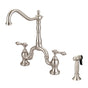 Barclay - Carlton Kitchen Bridge Faucet Sidespray & Metal Lever Hdl,BN - Brushed Nickel