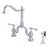 Barclay - Carlton Kitchen Bridge Faucet Sidespray & Metal Lever Hdl,CP - Polished Chrome