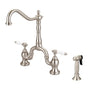 Barclay - Carlton Kitchen Bridge Faucet Sidespray & Porc lever Hdl,BN - Brushed Nickel
