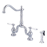 Barclay - Carlton Kitchen Bridge Faucet Sidespray & Porc Lever Hdl,CP - Polished Chrome