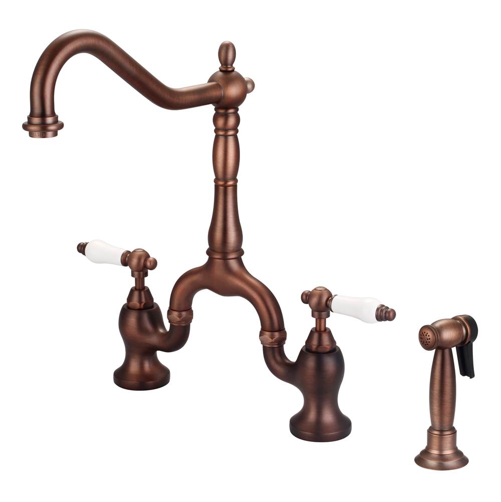 Barclay - Carlton Kitchen Bridge Faucet Sidespray & Porc Lever Hdl,ORB - Oil Rubbed Bronze