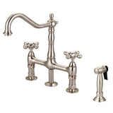 Barclay - Emral Kitchen Bridge Faucet Sidespray & Metal Cross Hdl,BN - Brushed Nickel