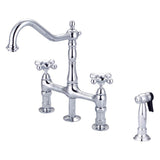 Barclay - Emral Kitchen Bridge Faucet Sidespray & Metal Cross Hdl,CP - Polished Chrome