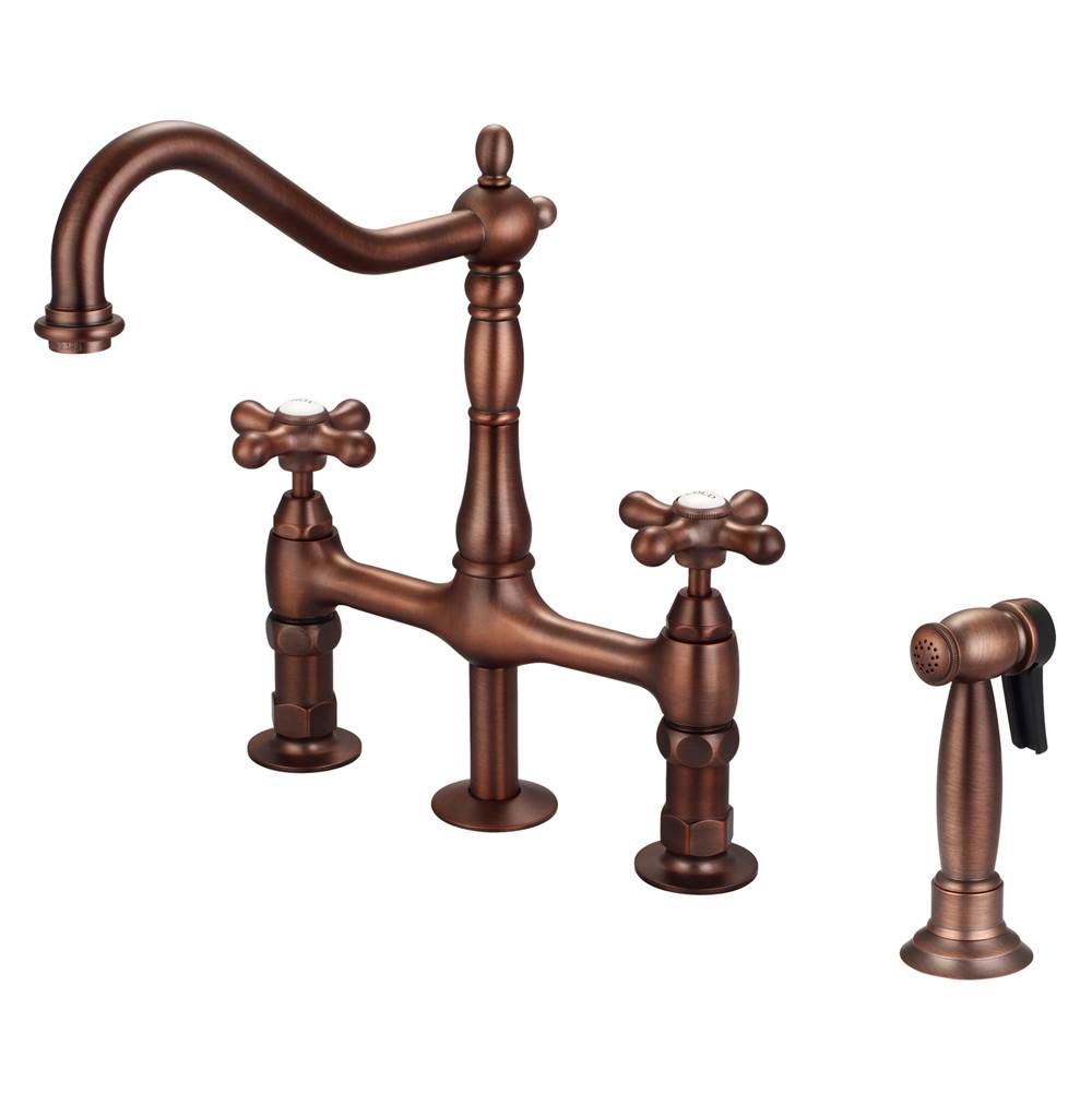 Barclay - Emral Kitchen Bridge Faucet Sidespray &Metal Cross Hdl,ORB - Oil Rubbed Bronze