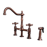 Barclay - Emral Kitchen Bridge Faucet Sidespray &Metal Cross Hdl,ORB - Oil Rubbed Bronze