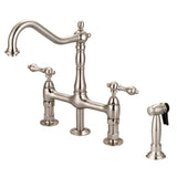 Barclay - Emral Kitchen Bridge Faucet Sidespray & Metal Lever Hdl,BN - Brushed Nickel
