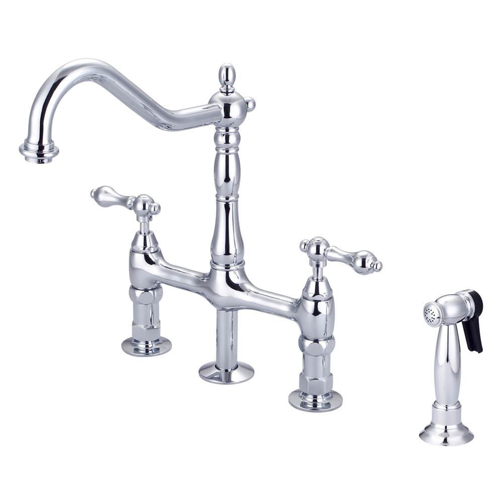 Barclay - Emral Kitchen Bridge Faucet Sidespray & Metal Lever Hdl,CP - Polished Chrome