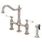 Barclay - Emral Kitchen Bridge Faucet Sidespray & Porce Lever Han,BN - Brushed Nickel