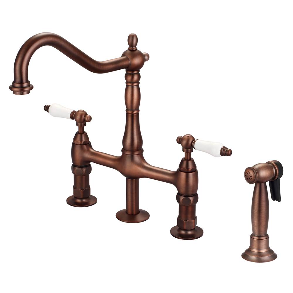 Barclay - Emral Kitchen Bridge Faucet Sidespray & Porce Lver Hdl,ORB - Oil Rubbed Bronze