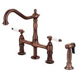 Barclay - Emral Kitchen Bridge Faucet Sidespray & Porce Lver Hdl,ORB - Oil Rubbed Bronze