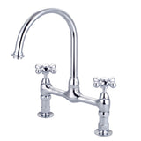 Barclay - Harding Kitchen Bridge Faucet Metal Cross Handles,CP - Polished Chrome