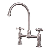 Barclay - Harding Kitchen Bridge Faucet Metal Cross Handles,BN - Brushed Nickel