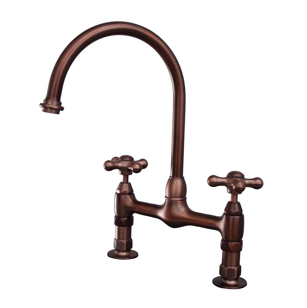 Barclay - Harding Kitchen Bridge Faucet Metal Cross Handles,ORB - Oil Rubbed Bronze