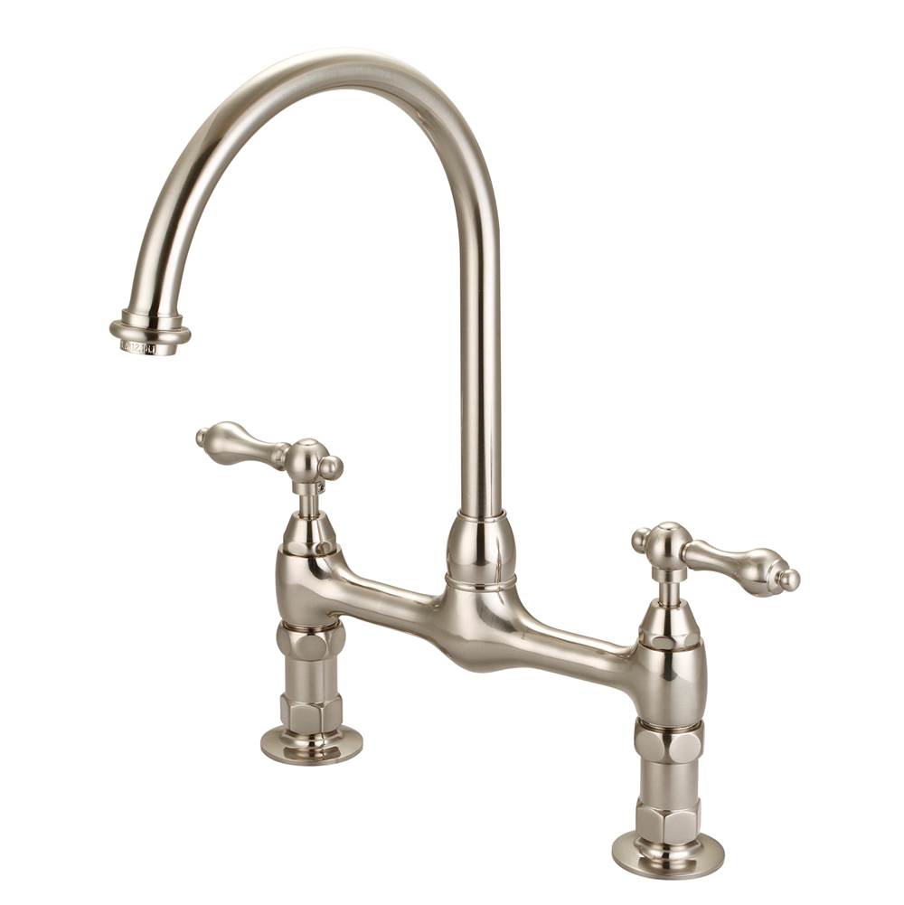 Barclay - Harding Kitchen Bridge Faucet Metal Lever Handles,BN - Brushed Nickel