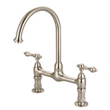 Barclay - Harding Kitchen Bridge Faucet Metal Lever Handles,BN - Brushed Nickel