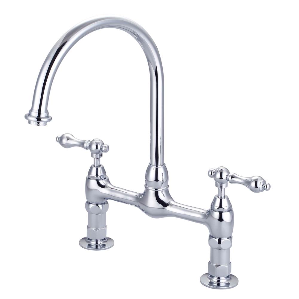 Barclay - Harding Kitchen Bridge Faucet Metal Lever Handles,CP - Polished Chrome