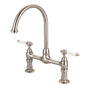 Barclay - Harding Kitchen Bridge Faucet Porcelain Lever Han,BN - Brushed Nickel