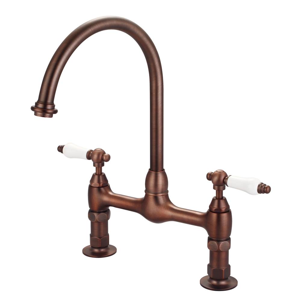 Barclay - Harding Kitchen Bridge Faucet Porcelain Lever Handle,ORB - Oil Rubbed Bronze