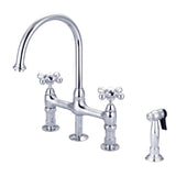 Barclay - Harding Kitchen Bridge Faucet Sidespray & Metal Cross Hdl,CP - Polished Chrome