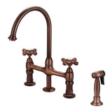 Barclay - Harding Kitchen Bridge Faucet Sidepray & Metal Cross Hdl,ORB - Oil Rubbed Bronze