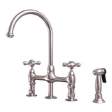 Barclay - Harding Kitchen Bridge Faucet Sidespray & Metal Cross Hdl,BN - Brushed Nickel