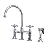 Barclay - Harding Kitchen Bridge Faucet Sidespray & Metal Cross Hdl,CP - Polished Chrome