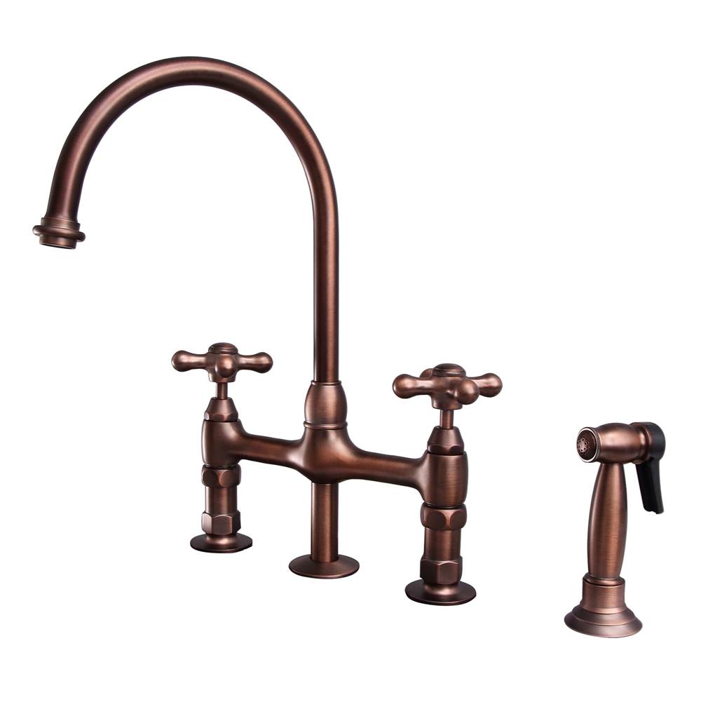 Barclay - Harding Kitchen Bridge Faucet Sidespray &Metal Cross Hdl,ORB - Oil Rubbed Bronze