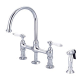 Barclay - Harding Kitchen Bridge Faucet Sidespray & Porc Lever Hdl,CP - Polished Chrome